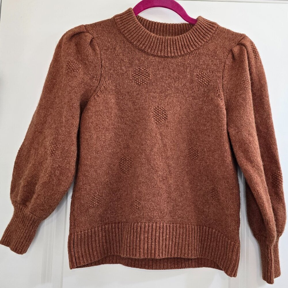 Madewell Dotted Eaton Puff-Sleeve Pullover Sweater in Cotton-Merino - Picture 3 of 8